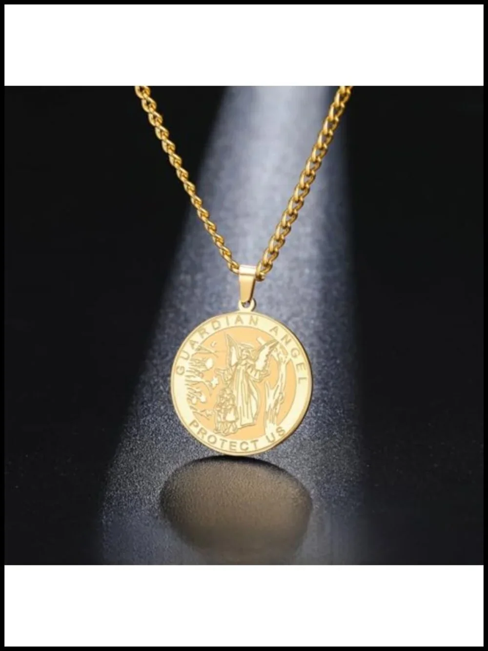 Stainless Steel Guardian Angel Pendant Necklace Religious Keepsake Jewelry